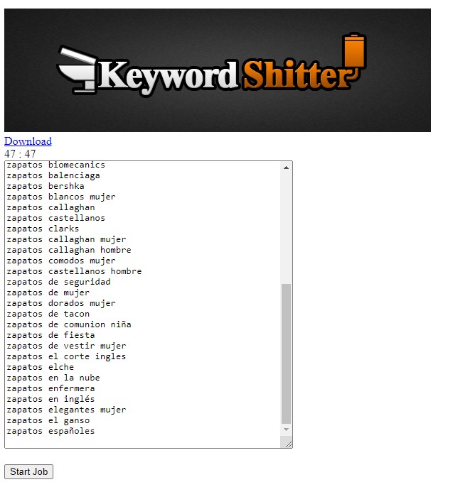estudio palabras clave con keyword shitter